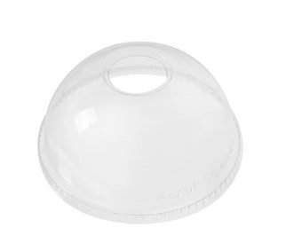 Transparent plastic dome lid with straw hole